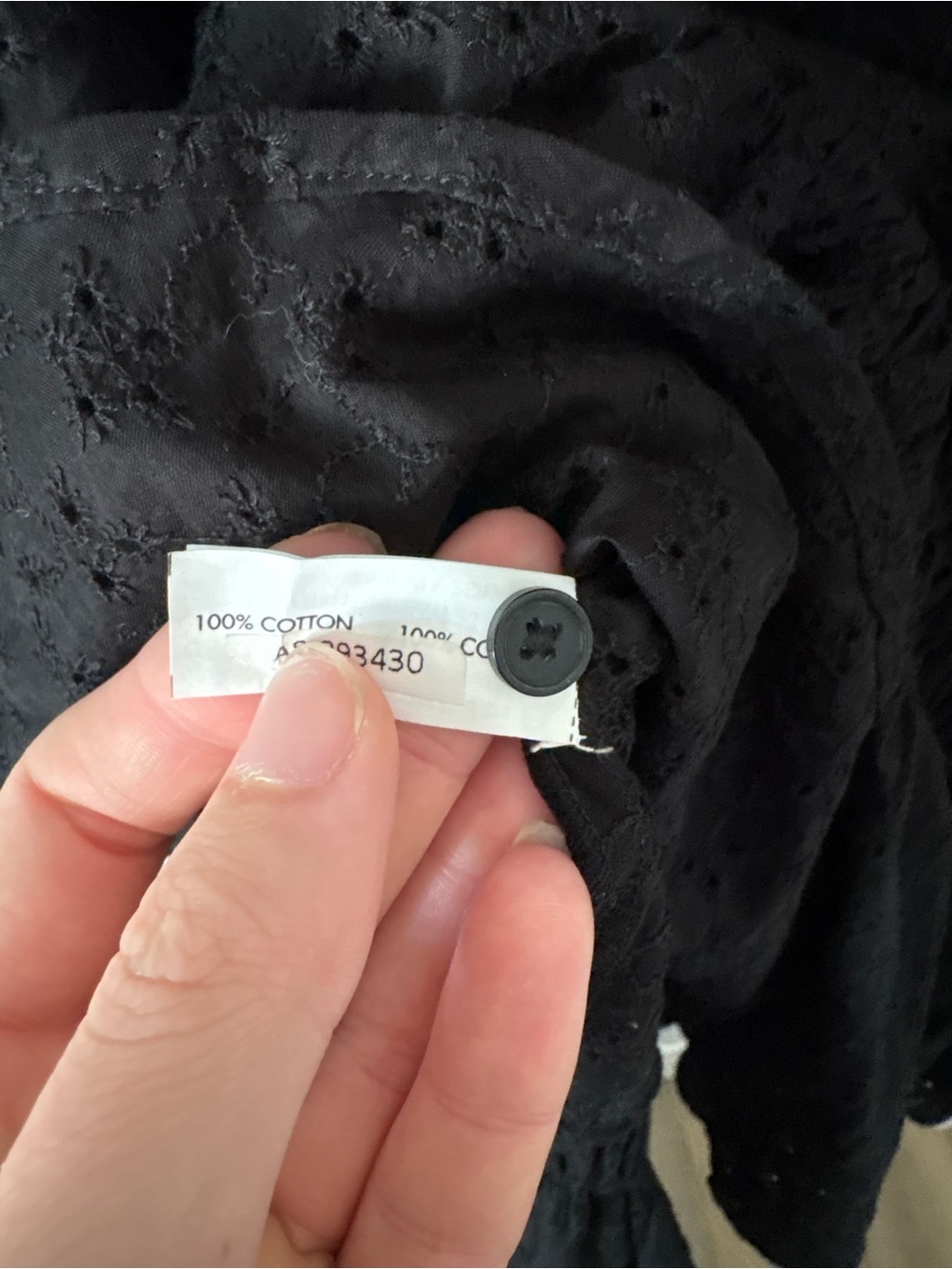 Poupette St Barth Tesorino Embroidered Cotton Eyelet Shirt Dress – Black S/M - Picture 5 of 7